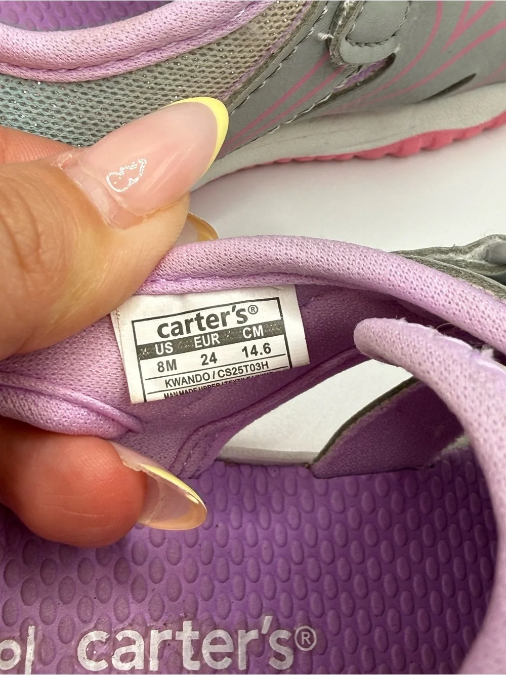 Carter's Gray and Pink Girls' Closed-Toe Sport Sandals